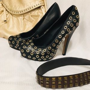 Vintage Aldo Black leather heels with eyelets